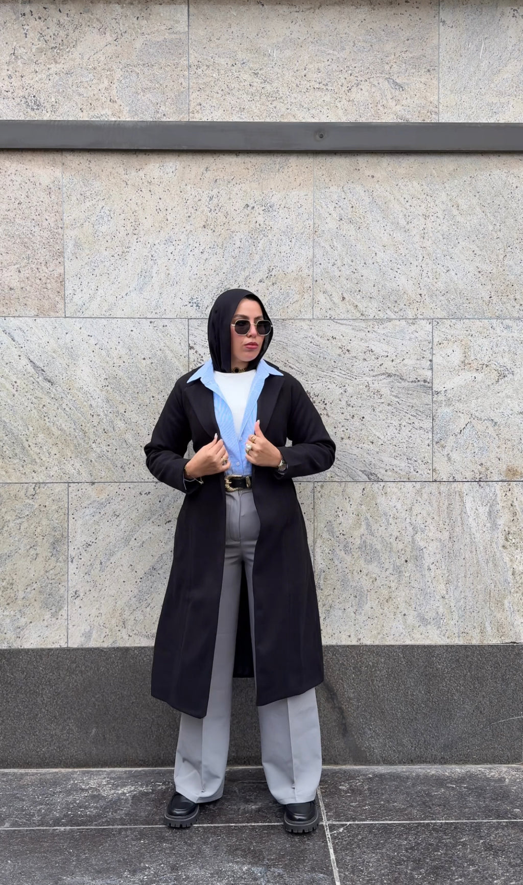 Cozy Minimal Wool Coat - Black