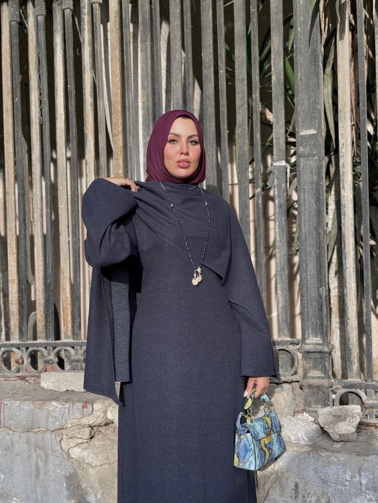 Cozy Cape Dress - Navy