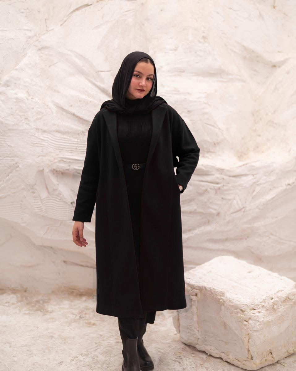 Cozy Minimal Wool Coat - Black