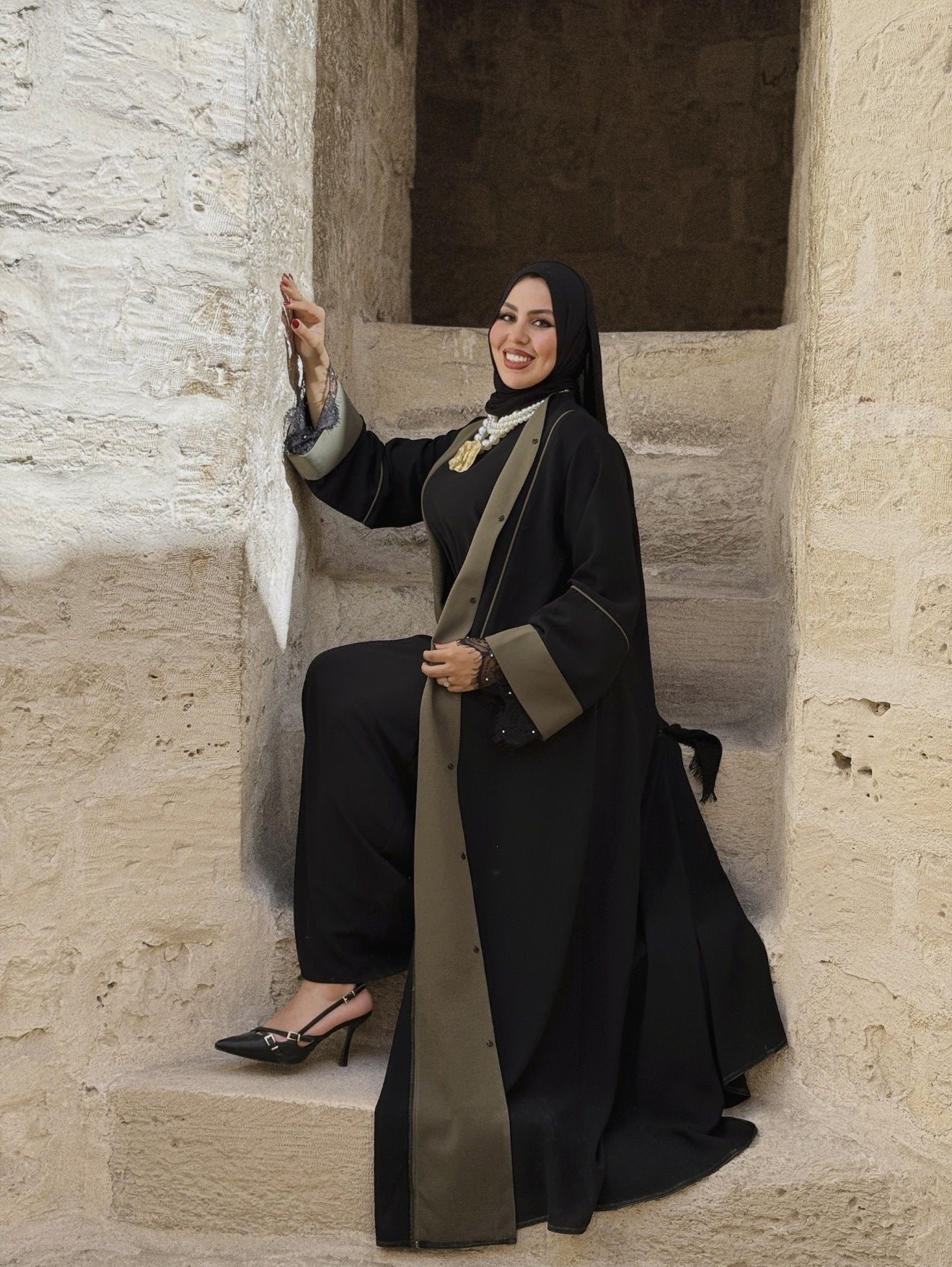 Olive Lace Abaya