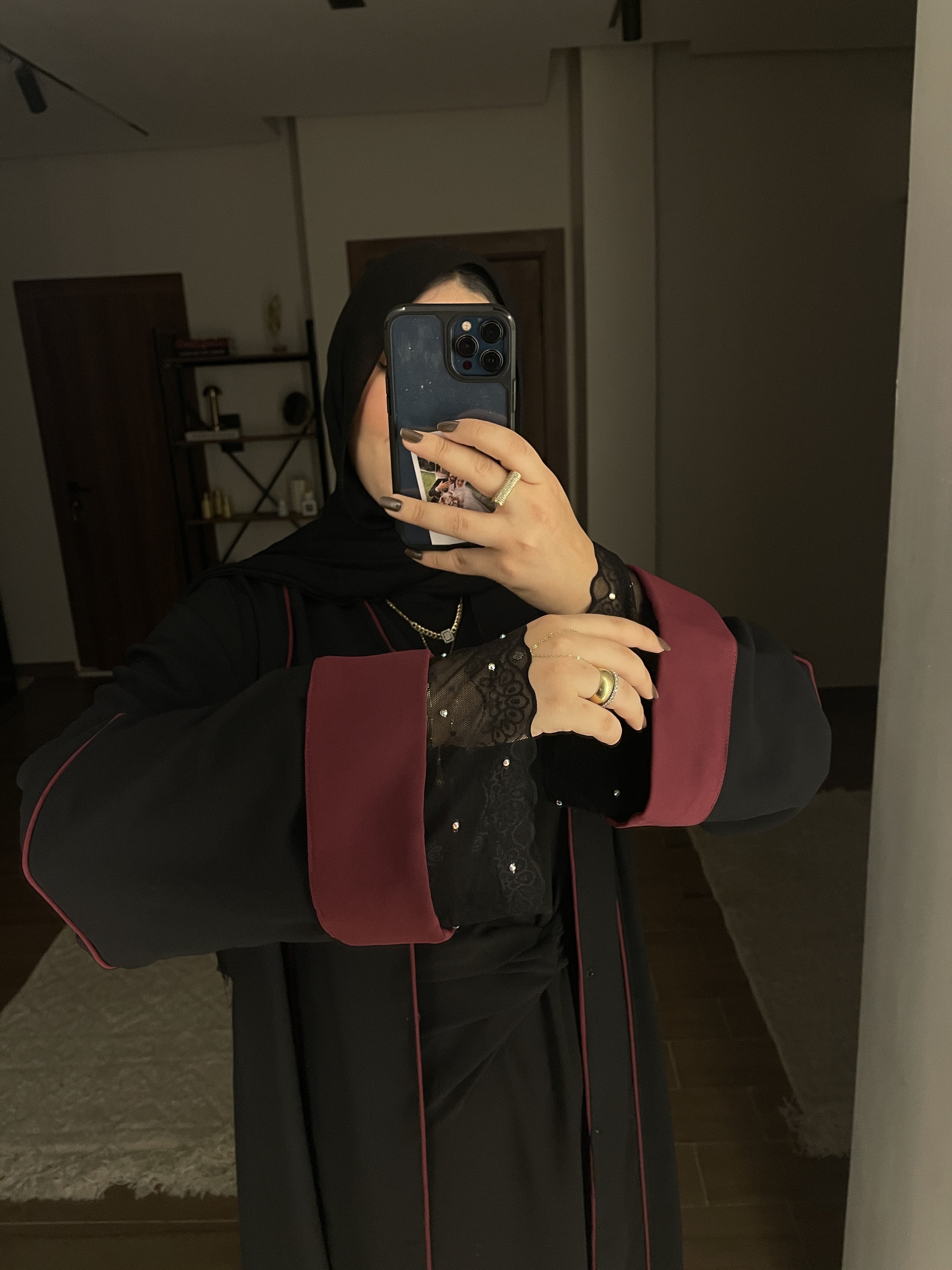 Burgundy Lace Abaya
