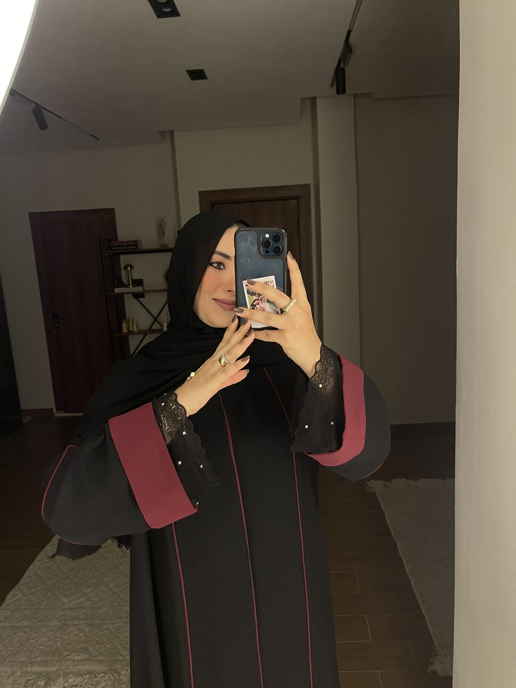 Burgundy Lace Abaya