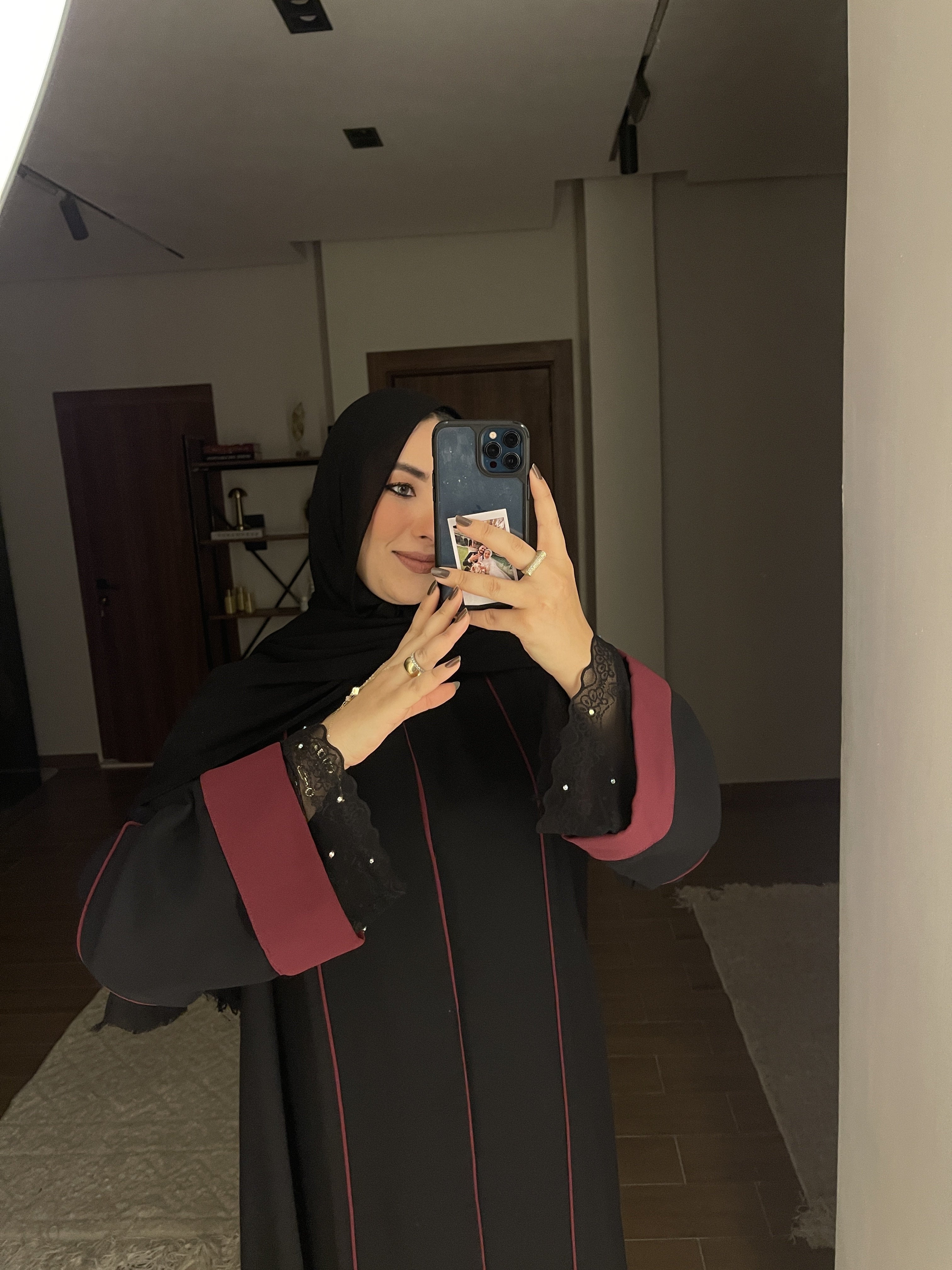 Burgundy Lace Abaya
