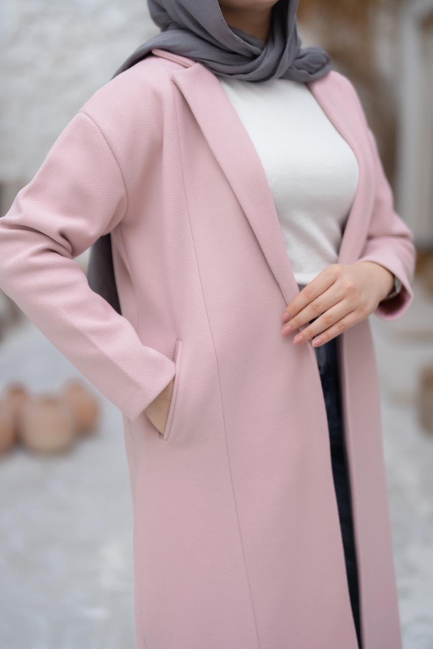 Cozy Minimal Wool Coat - Baby pink