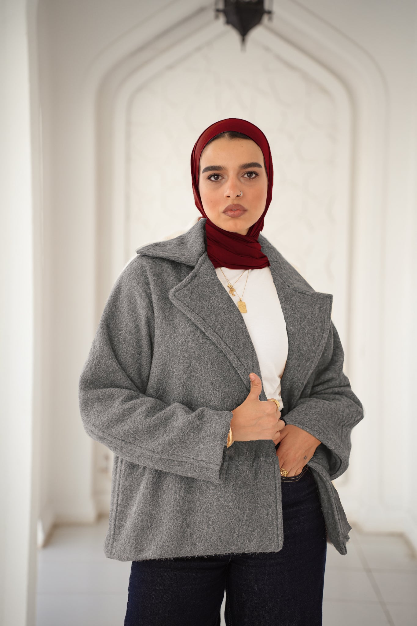 Wool Blend Jacket - Dark Gray